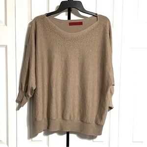 Love Scarlett tan & bling lightweight knit sweater size 2X